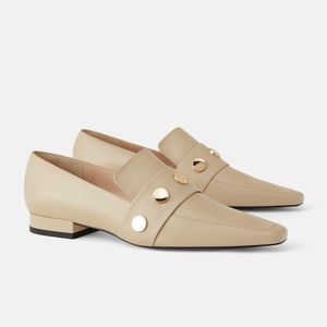 Zara Studded Leather Loafers NWT